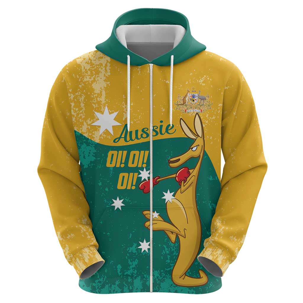 Personalised Boxing Kangaroo Hoodie Aussie Oi Oi Oi Sporty National Color - Aussie Hoodie