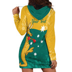 Personalised Boxing Kangaroo Hoodie Dress Aussie Oi Oi Oi Sporty National Color - Aussie Hoodie