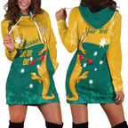 Personalised Boxing Kangaroo Hoodie Dress Aussie Oi Oi Oi Sporty National Color - Aussie Hoodie