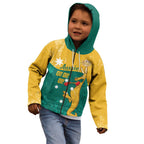 Personalised Boxing Kangaroo Kid Hoodie Aussie Oi Oi Oi Sporty National Color - Aussie Hoodie