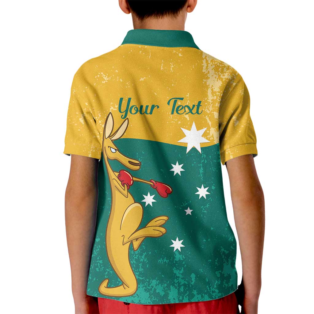 Personalised Boxing Kangaroo Kid Polo Shirt Aussie Oi Oi Oi Sporty National Color - Aussie Hoodie