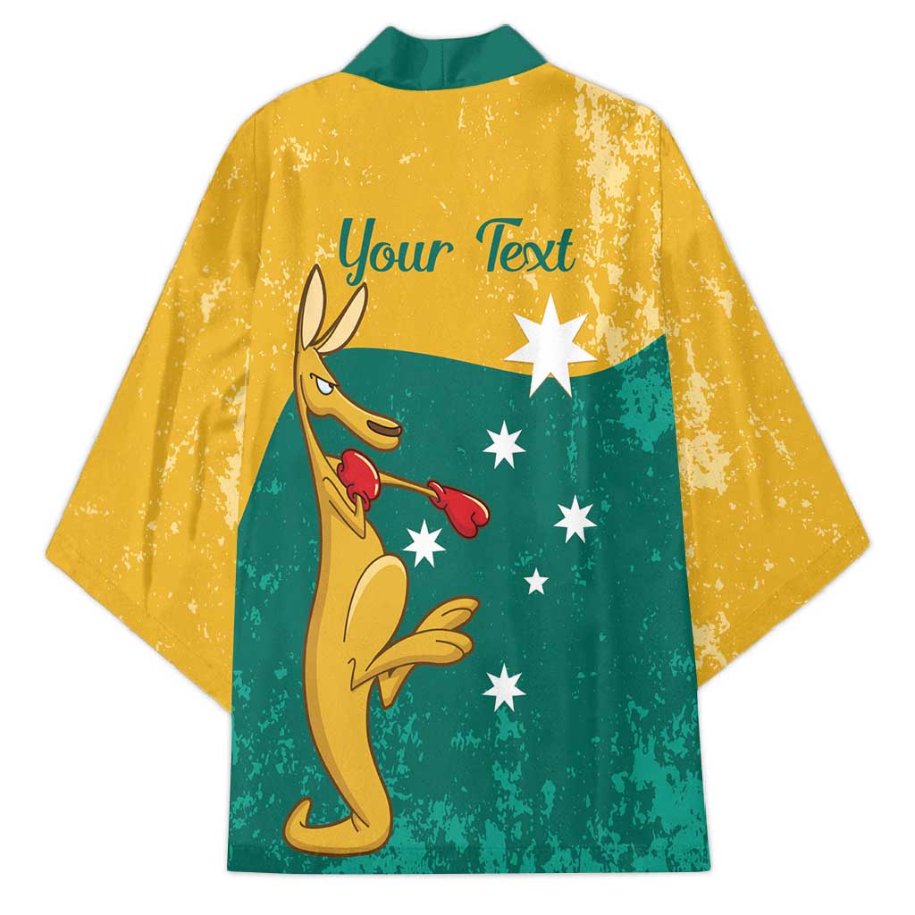 Personalised Boxing Kangaroo Kimono Aussie Oi Oi Oi Sporty National Color - Aussie Hoodie