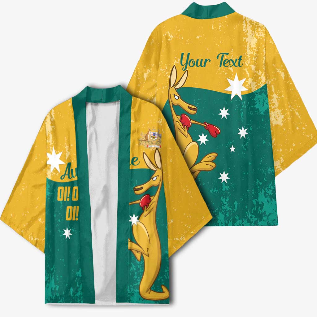 Personalised Boxing Kangaroo Kimono Aussie Oi Oi Oi Sporty National Color - Aussie Hoodie