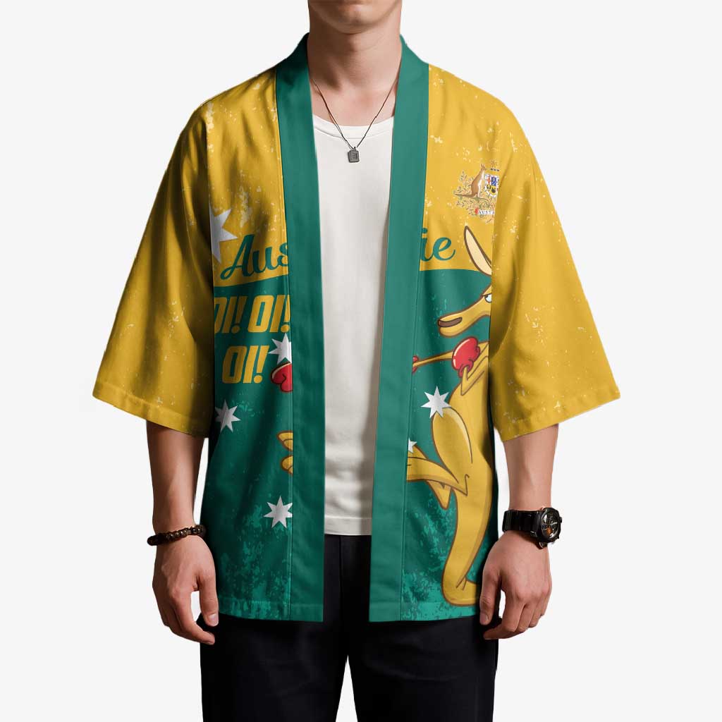 Personalised Boxing Kangaroo Kimono Aussie Oi Oi Oi Sporty National Color - Aussie Hoodie
