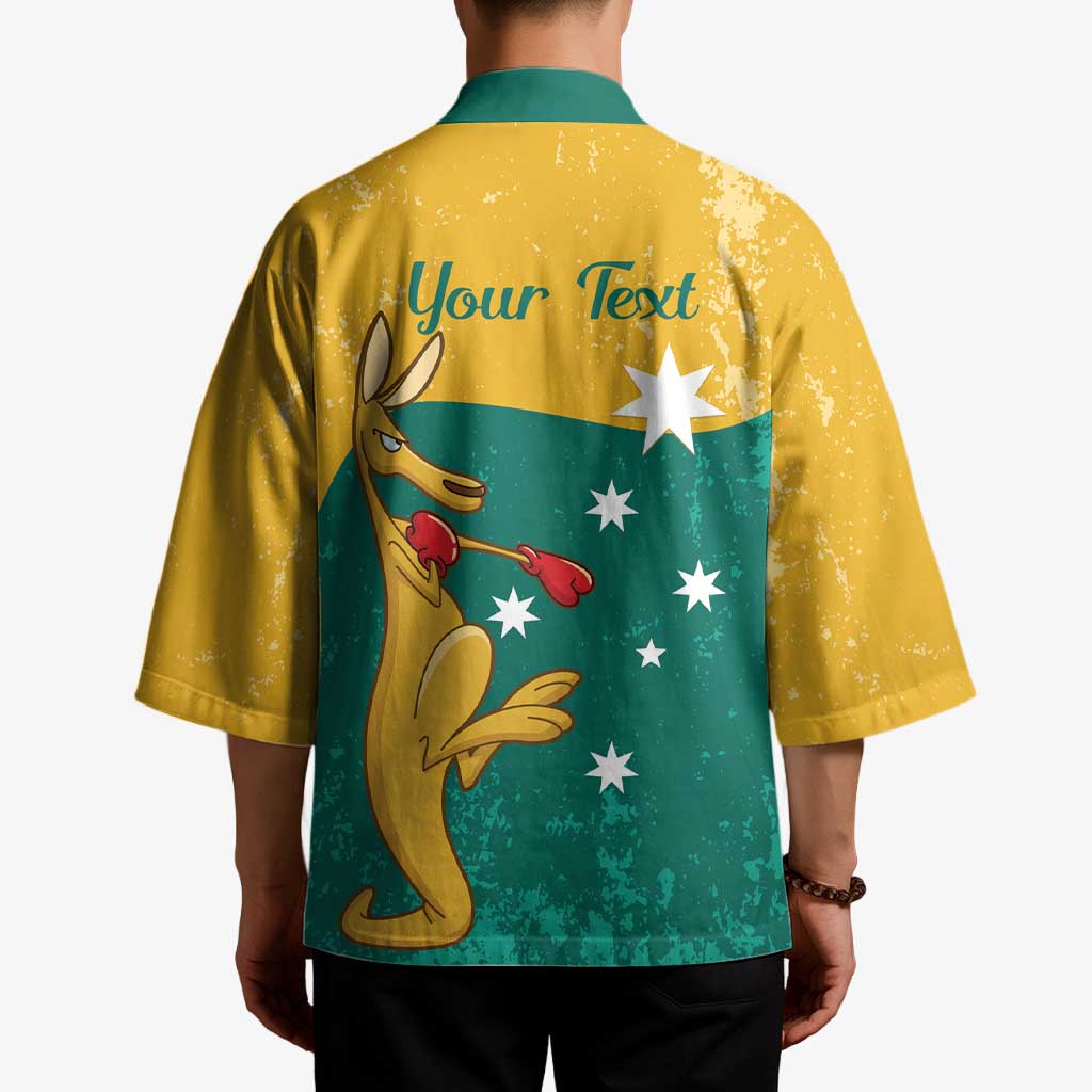 Personalised Boxing Kangaroo Kimono Aussie Oi Oi Oi Sporty National Color - Aussie Hoodie