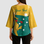Personalised Boxing Kangaroo Kimono Sleeve Blouse Aussie Oi Oi Oi Sporty National Color - Aussie Hoodie