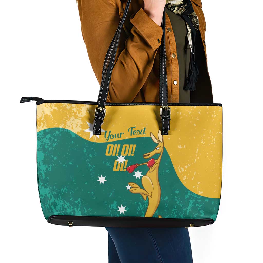 Personalised Boxing Kangaroo Leather Tote Bag Aussie Oi Oi Oi Sporty National Color - Aussie Hoodie