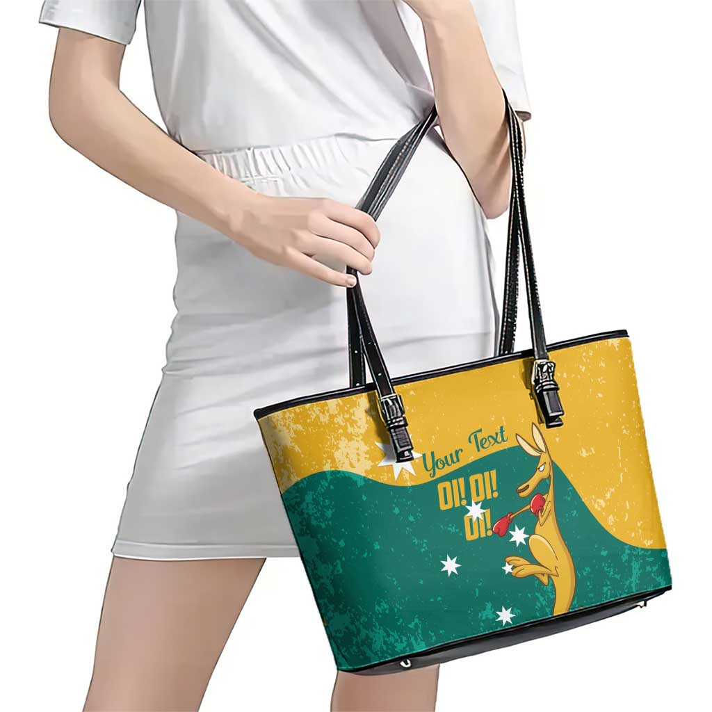 Personalised Boxing Kangaroo Leather Tote Bag Aussie Oi Oi Oi Sporty National Color - Aussie Hoodie