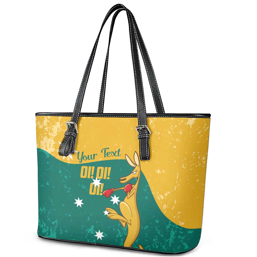 Personalised Boxing Kangaroo Leather Tote Bag Aussie Oi Oi Oi Sporty National Color - Aussie Hoodie