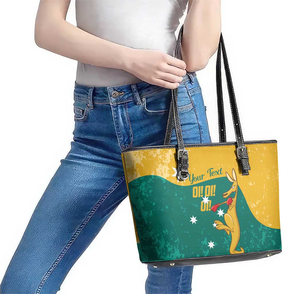 Personalised Boxing Kangaroo Leather Tote Bag Aussie Oi Oi Oi Sporty National Color - Aussie Hoodie