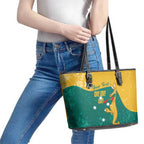 Personalised Boxing Kangaroo Leather Tote Bag Aussie Oi Oi Oi Sporty National Color - Aussie Hoodie