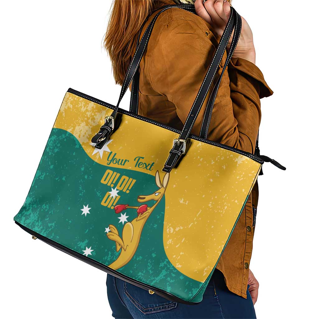 Personalised Boxing Kangaroo Leather Tote Bag Aussie Oi Oi Oi Sporty National Color - Aussie Hoodie