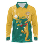 Personalised Boxing Kangaroo Long Sleeve Polo Shirt Aussie Oi Oi Oi Sporty National Color - Aussie Hoodie