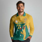 Personalised Boxing Kangaroo Long Sleeve Polo Shirt Aussie Oi Oi Oi Sporty National Color - Aussie Hoodie