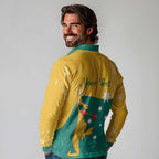 Personalised Boxing Kangaroo Long Sleeve Polo Shirt Aussie Oi Oi Oi Sporty National Color - Aussie Hoodie