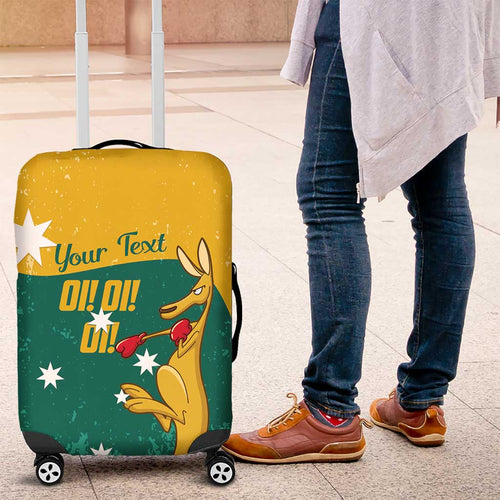 Personalised Boxing Kangaroo Luggage Cover Aussie Oi Oi Oi Sporty National Color - Aussie Hoodie
