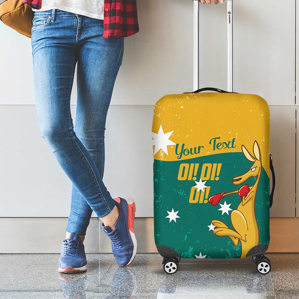 Personalised Boxing Kangaroo Luggage Cover Aussie Oi Oi Oi Sporty National Color - Aussie Hoodie