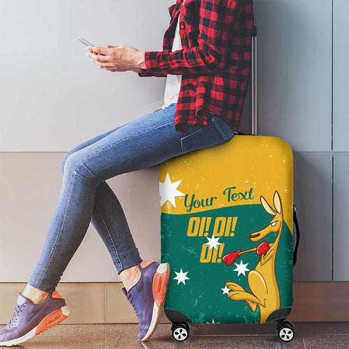 Personalised Boxing Kangaroo Luggage Cover Aussie Oi Oi Oi Sporty National Color - Aussie Hoodie