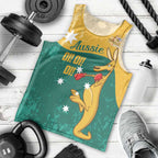 Personalised Boxing Kangaroo Men Tank Top Aussie Oi Oi Oi Sporty National Color - Aussie Hoodie