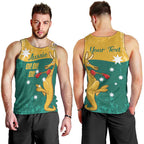 Personalised Boxing Kangaroo Men Tank Top Aussie Oi Oi Oi Sporty National Color - Aussie Hoodie