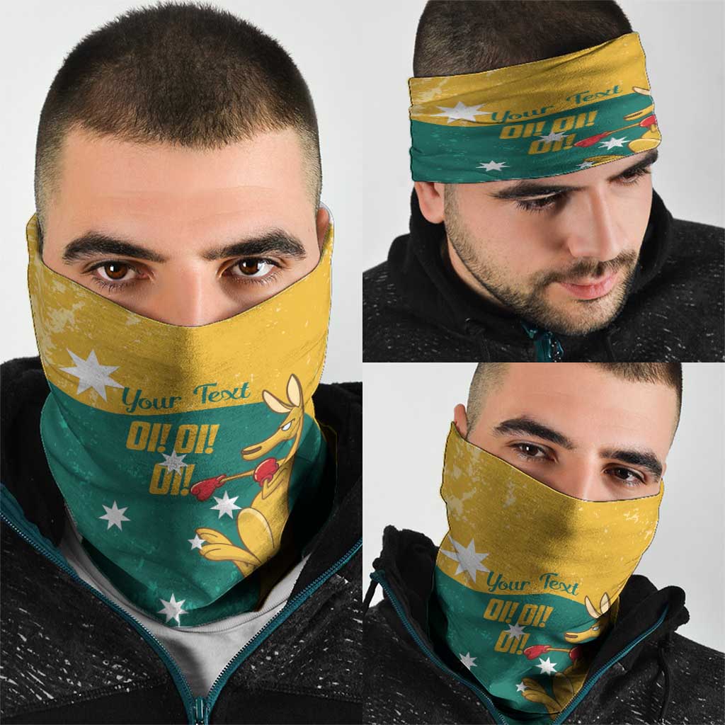 Personalised Boxing Kangaroo Neck Gaiter Aussie Oi Oi Oi Sporty National Color - Aussie Hoodie