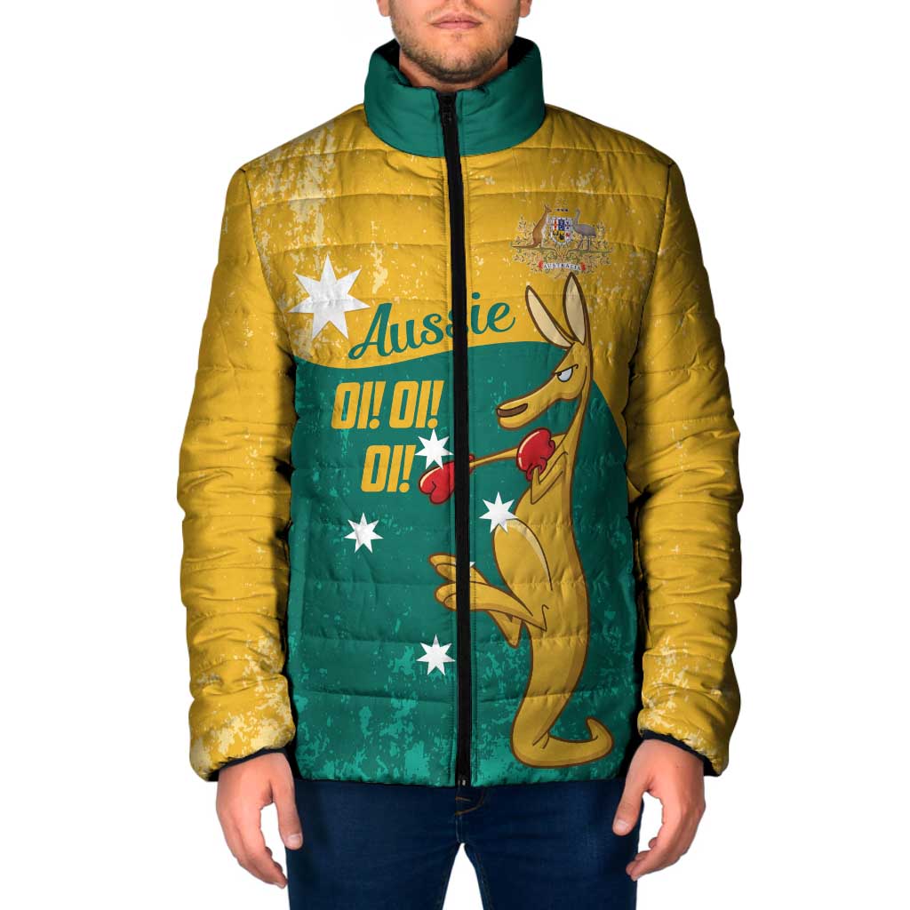 Personalised Boxing Kangaroo Padded Jacket Aussie Oi Oi Oi Sporty National Color - Aussie Hoodie