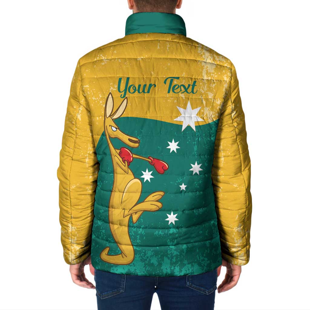 Personalised Boxing Kangaroo Padded Jacket Aussie Oi Oi Oi Sporty National Color - Aussie Hoodie