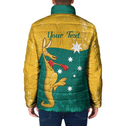 Personalised Boxing Kangaroo Padded Jacket Aussie Oi Oi Oi Sporty National Color - Aussie Hoodie