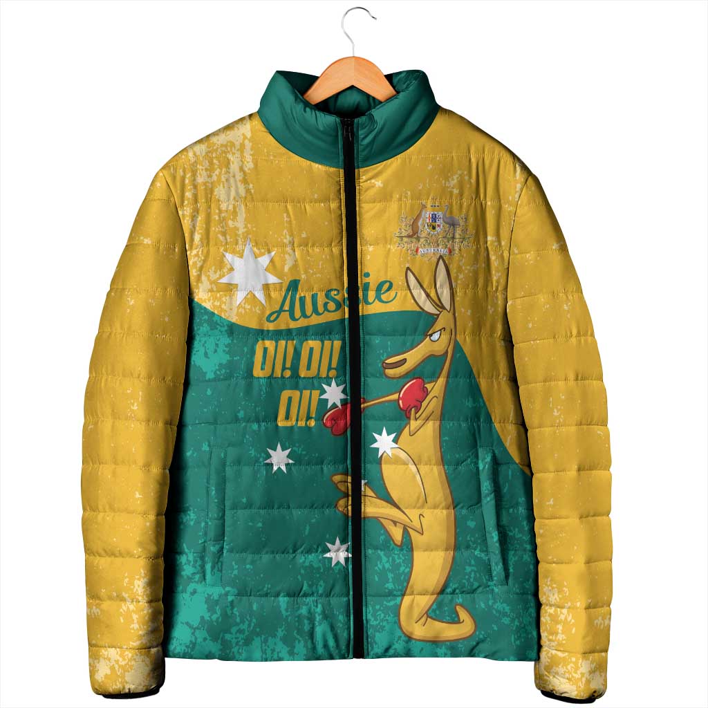 Personalised Boxing Kangaroo Padded Jacket Aussie Oi Oi Oi Sporty National Color - Aussie Hoodie