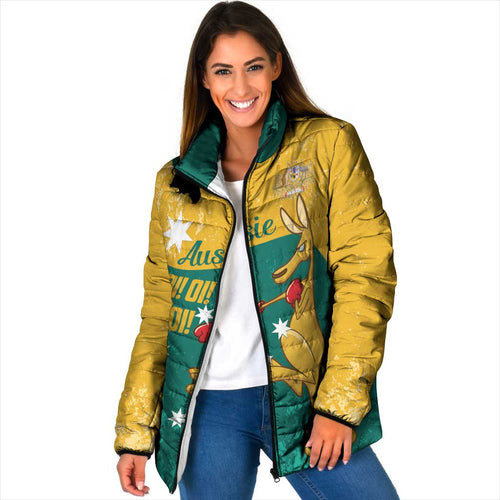 Personalised Boxing Kangaroo Padded Jacket Aussie Oi Oi Oi Sporty National Color - Aussie Hoodie