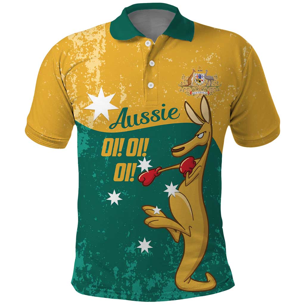 Personalised Boxing Kangaroo Polo Shirt Aussie Oi Oi Oi Sporty National Color - Aussie Hoodie