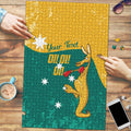 Personalised Boxing Kangaroo Puzzle Aussie Oi Oi Oi Sporty National Color - Aussie Hoodie