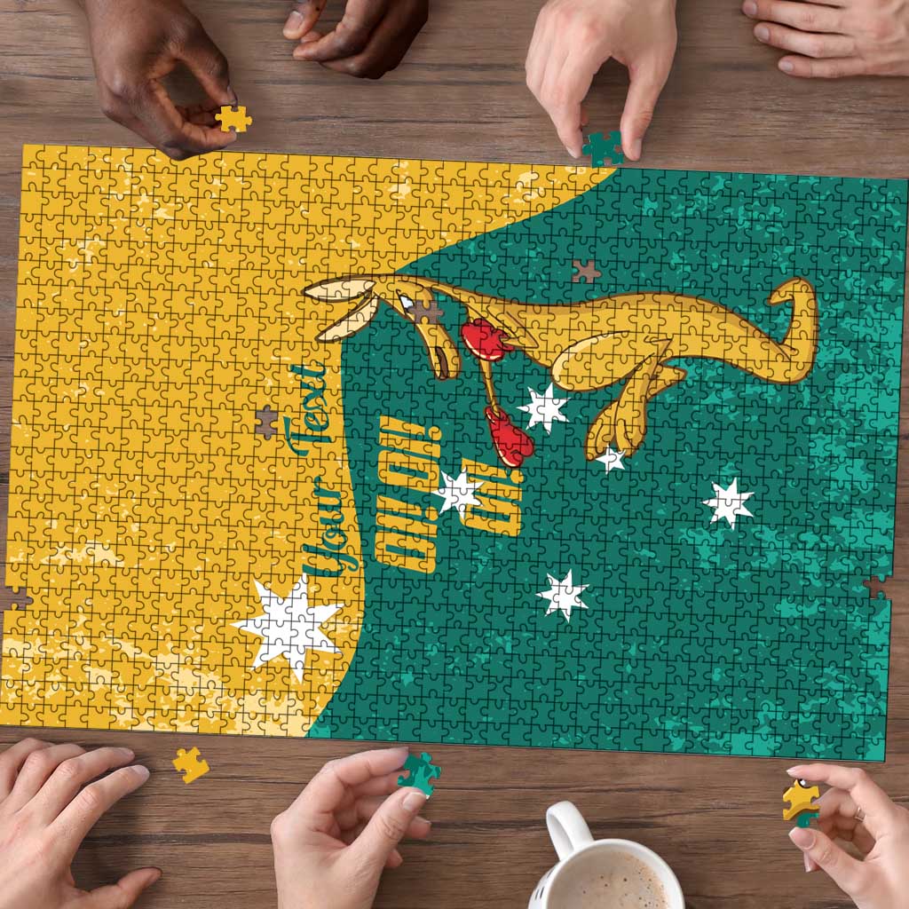 Personalised Boxing Kangaroo Puzzle Aussie Oi Oi Oi Sporty National Color - Aussie Hoodie