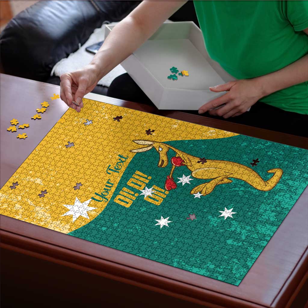 Personalised Boxing Kangaroo Puzzle Aussie Oi Oi Oi Sporty National Color - Aussie Hoodie
