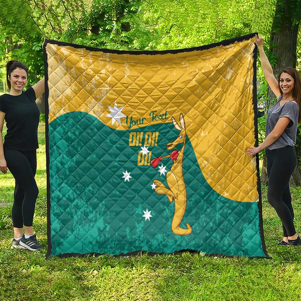 Personalised Boxing Kangaroo Quilt Aussie Oi Oi Oi Sporty National Color - Aussie Hoodie