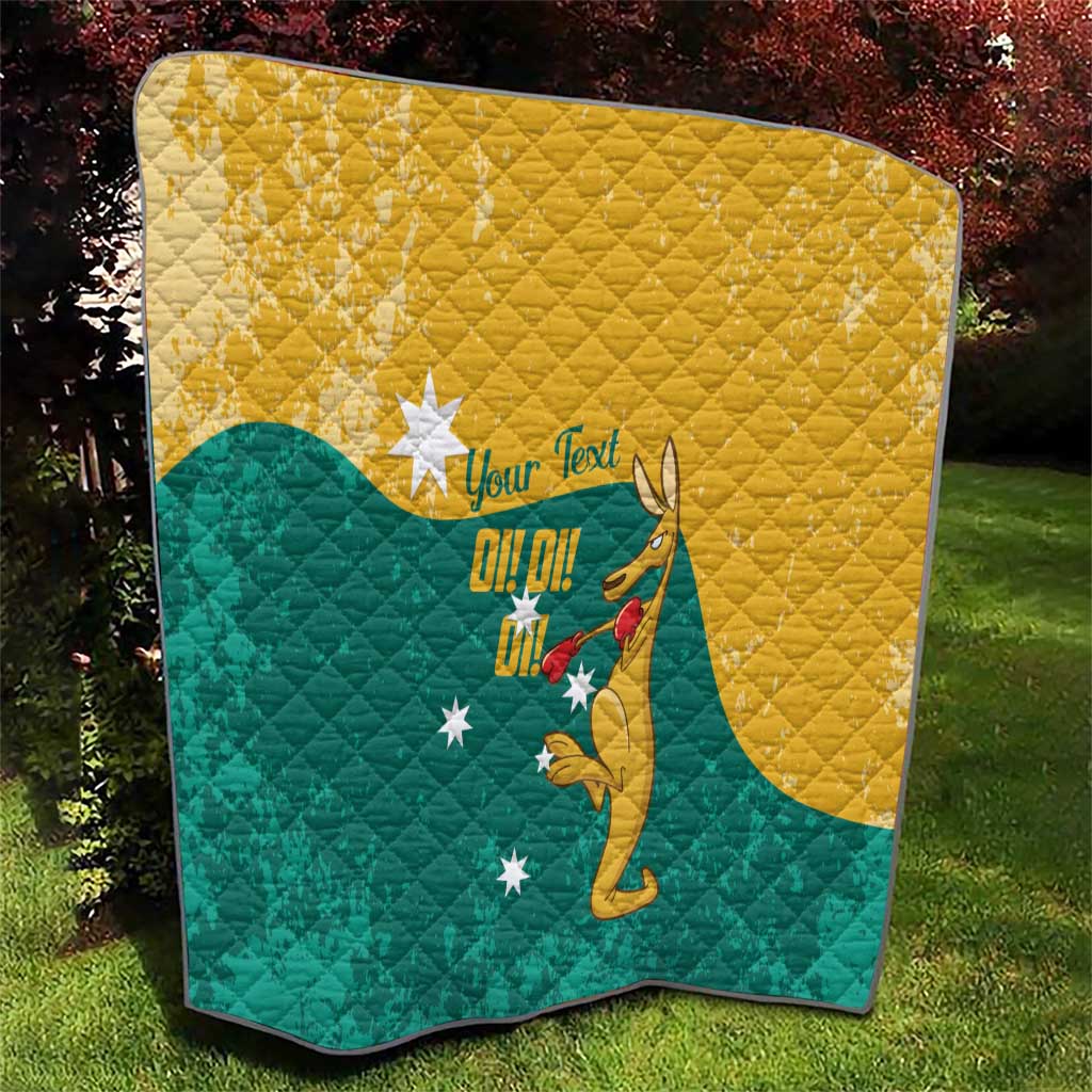 Personalised Boxing Kangaroo Quilt Aussie Oi Oi Oi Sporty National Color - Aussie Hoodie