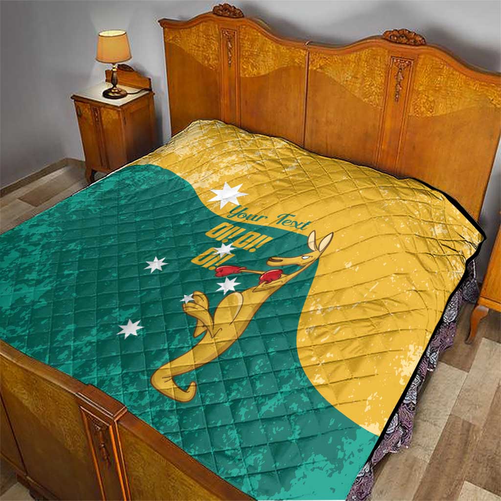 Personalised Boxing Kangaroo Quilt Aussie Oi Oi Oi Sporty National Color - Aussie Hoodie