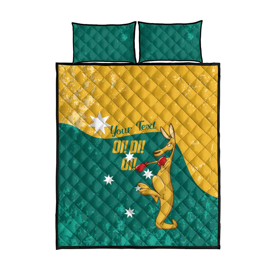 Personalised Boxing Kangaroo Quilt Bed Set Aussie Oi Oi Oi Sporty National Color - Aussie Hoodie