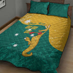 Personalised Boxing Kangaroo Quilt Bed Set Aussie Oi Oi Oi Sporty National Color - Aussie Hoodie