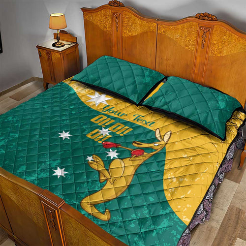 Personalised Boxing Kangaroo Quilt Bed Set Aussie Oi Oi Oi Sporty National Color - Aussie Hoodie