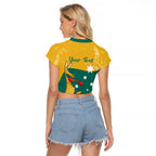 Personalised Boxing Kangaroo Raglan Cropped T Shirt Aussie Oi Oi Oi Sporty National Color - Aussie Hoodie