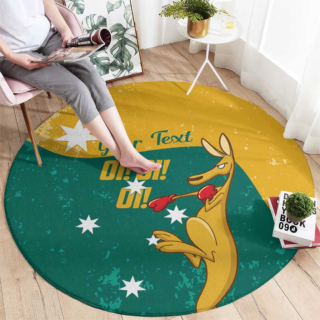 Personalised Boxing Kangaroo Round Carpet Aussie Oi Oi Oi Sporty National Color - Aussie Hoodie