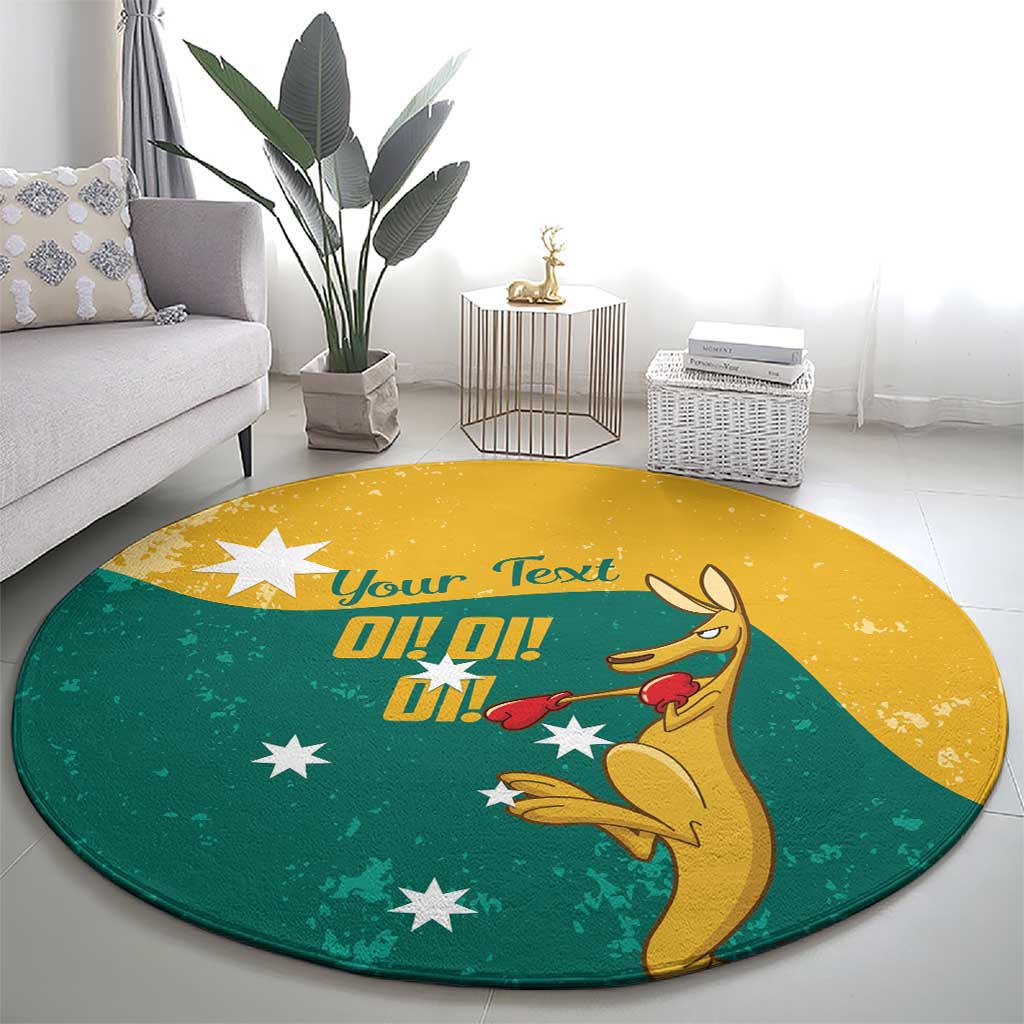 Personalised Boxing Kangaroo Round Carpet Aussie Oi Oi Oi Sporty National Color - Aussie Hoodie