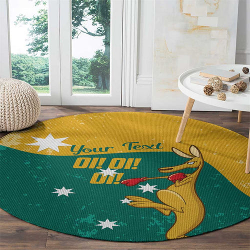 Personalised Boxing Kangaroo Round Carpet Aussie Oi Oi Oi Sporty National Color - Aussie Hoodie