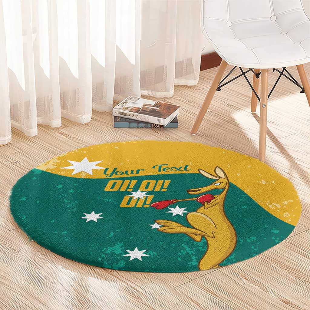 Personalised Boxing Kangaroo Round Carpet Aussie Oi Oi Oi Sporty National Color - Aussie Hoodie