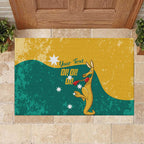 Personalised Boxing Kangaroo Rubber Doormat Aussie Oi Oi Oi Sporty National Color - Aussie Hoodie