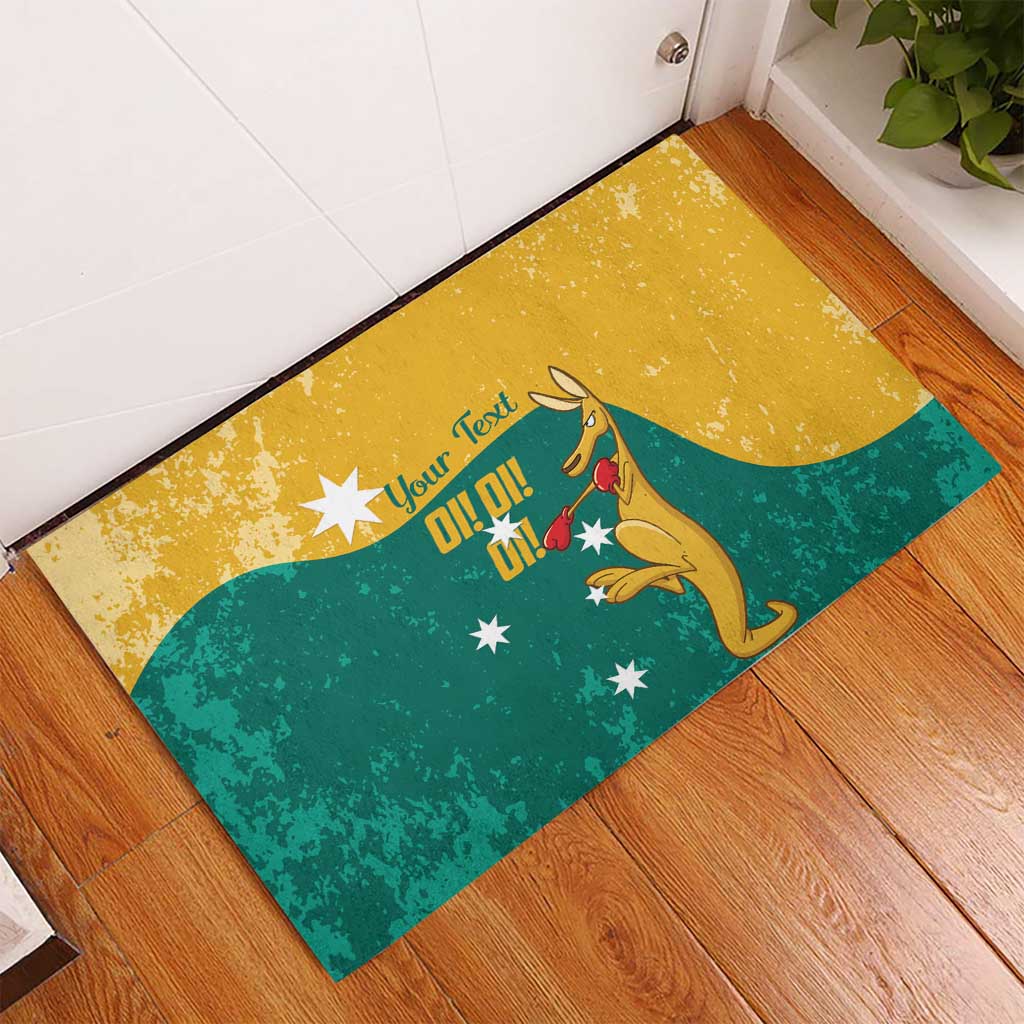 Personalised Boxing Kangaroo Rubber Doormat Aussie Oi Oi Oi Sporty National Color - Aussie Hoodie