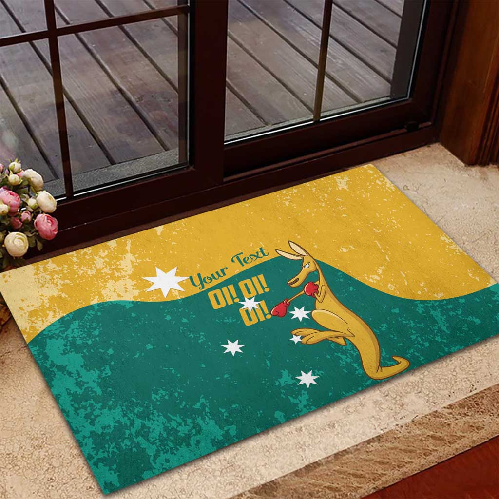 Personalised Boxing Kangaroo Rubber Doormat Aussie Oi Oi Oi Sporty National Color - Aussie Hoodie
