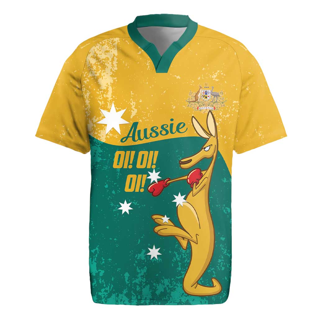 Personalised Boxing Kangaroo Rugby Jersey Aussie Oi Oi Oi Sporty National Color - Aussie Hoodie