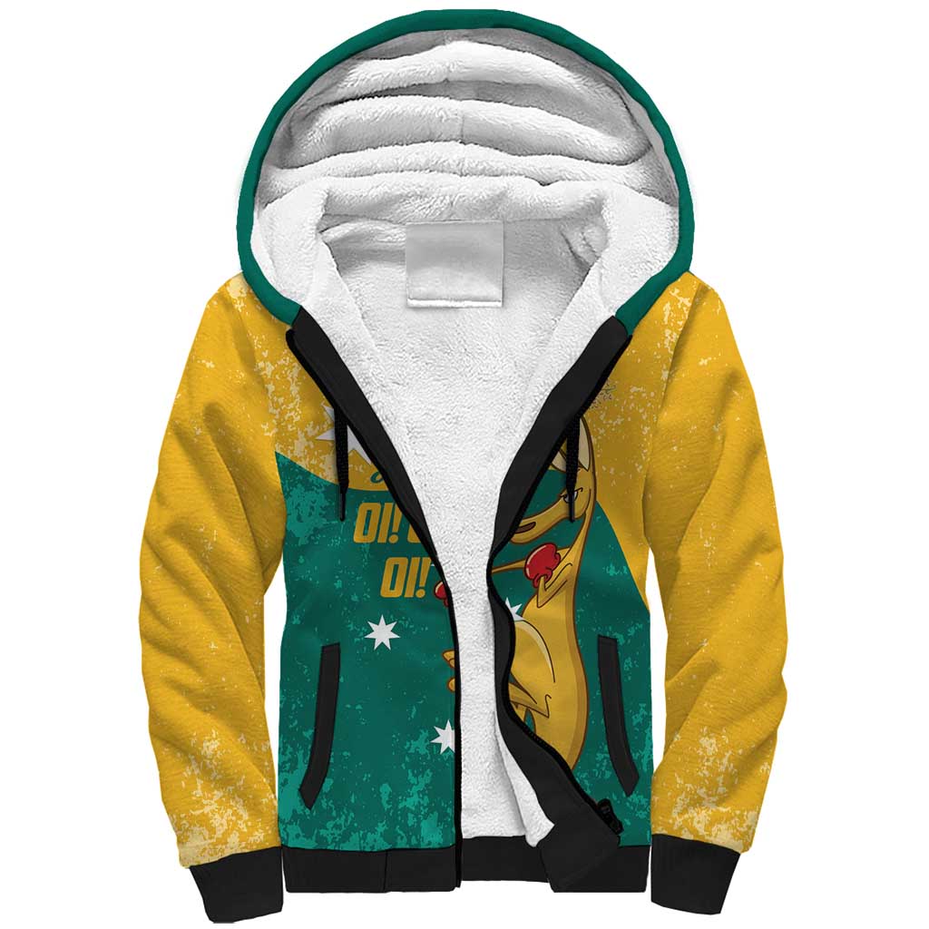 Personalised Boxing Kangaroo Sherpa Hoodie Aussie Oi Oi Oi Sporty National Color - Aussie Hoodie